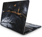 Siyah Mermer Laptop Sticker Gold Detaylı Koruyucu Set | Sticker Master
