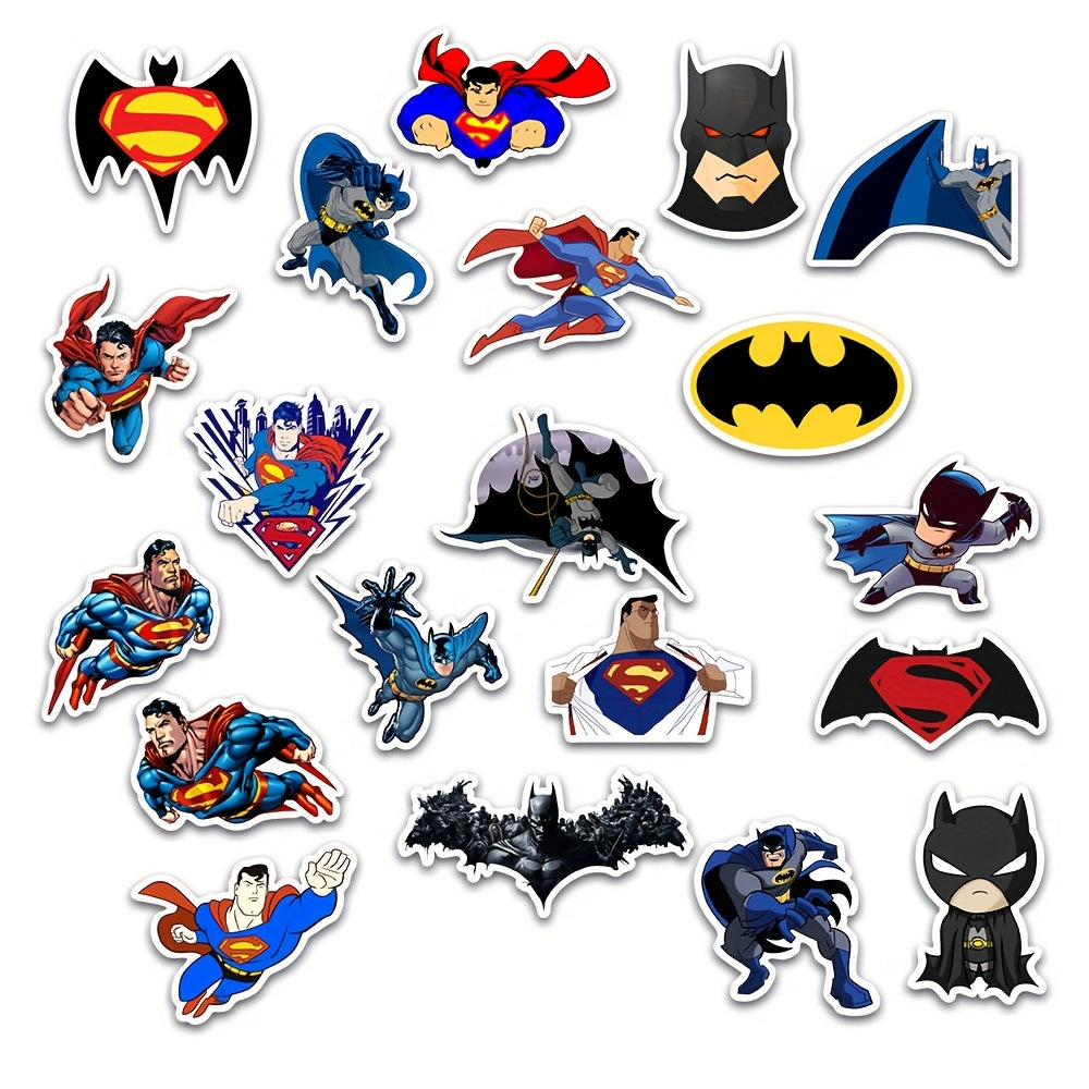 Sticker Master 45’li WB Batman & Superman Sticker Seti – Parlak, Renkli, Yapışkanlı PVC Etiketler (Laptop, Su Şişesi, Araba, Telefon Uyumlu)