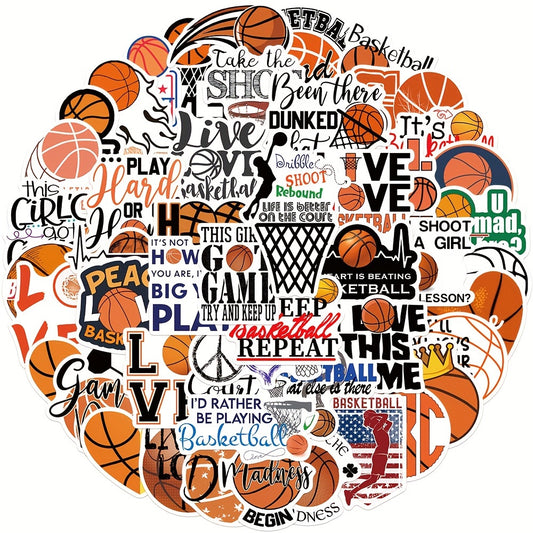 Sticker Master 50 adet Basketbol Vinil Çıkartmaları - Dizüstü Bilgisayarlar, Su Şişeleri, Kaykaylar, Arabalar | Su Geçirmez Çıkartmalar - Sporseverler için İlham Verici İfadeler ve Tasarımlar