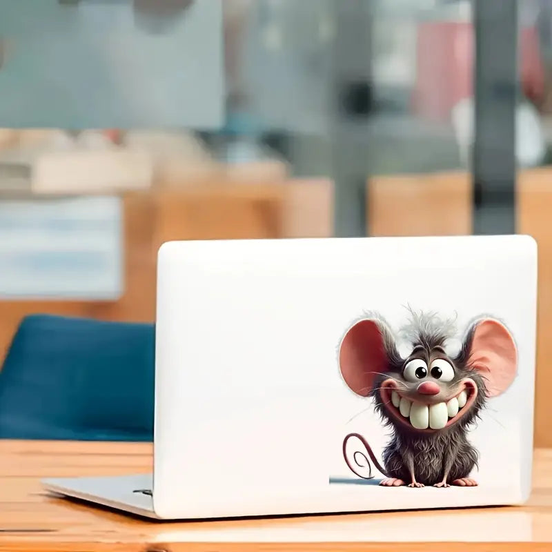 Sticker Master Karikatür Fare Sticker - 6 inç - 15 Cm | Laptop, Araç, Cam, Kupa ve Yüzeyler İçin