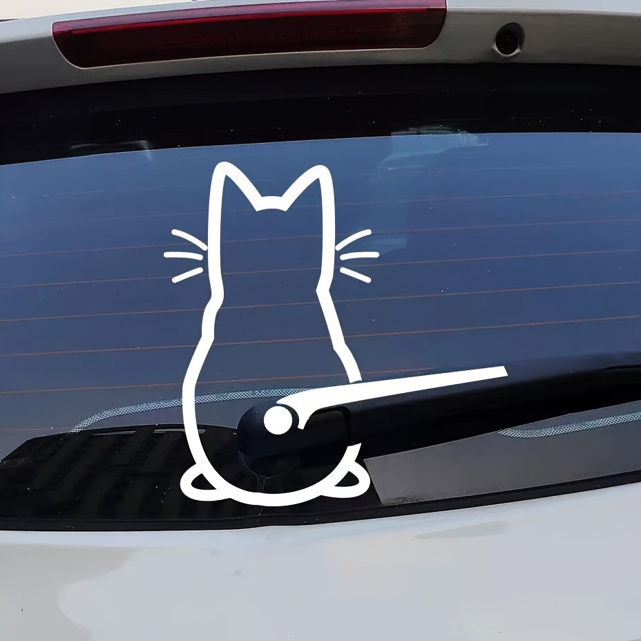 Komik Kedi Arka Cam Stickerı 19x29,5 | Sticker Master
