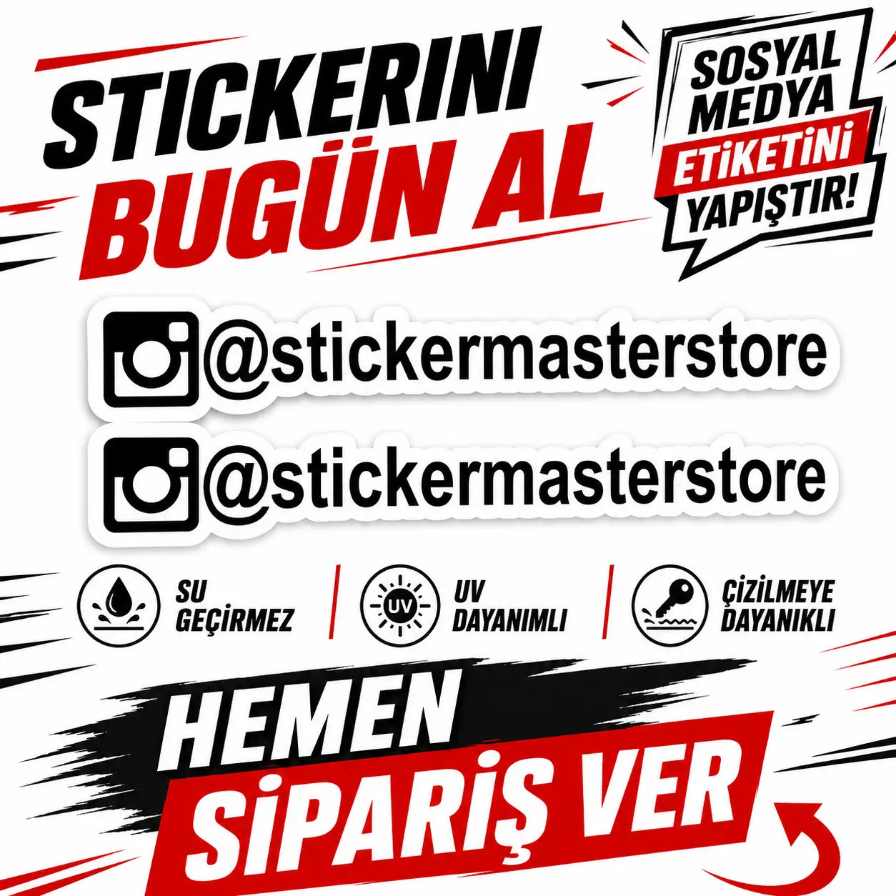 Kişiye Özel Instagram Sticker | Sosyal Medya Araç Çıkartması (2 Adet) | Sticker Master