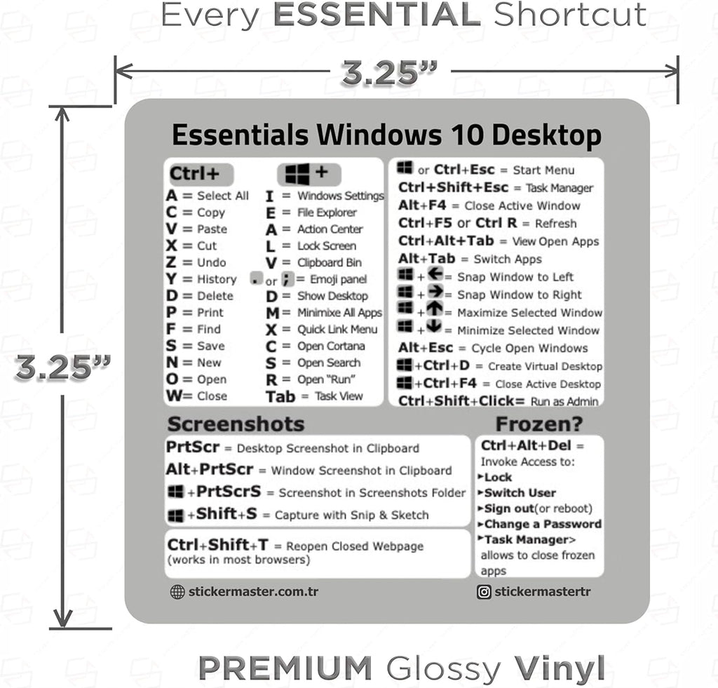 Sticker Master Word & Excel Kısayol Klavye Çıkartması – Şeffaf Vinil, Kalıntı Bırakmaz, Suya Dayanıklı, PC ve MacBook Uyumlu