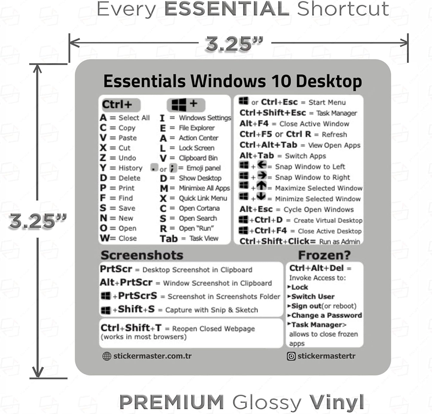 Sticker Master Word & Excel Kısayol Klavye Çıkartması – Şeffaf Vinil, Kalıntı Bırakmaz, Suya Dayanıklı, PC ve MacBook Uyumlu