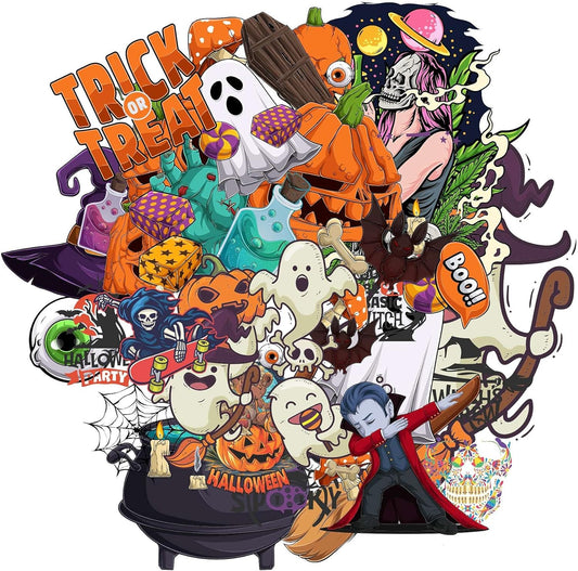 Sticker Master 60 Adet Halloween Sticker Seti - Su Geçirmez & Dayanıklı Vinil Decal Etiket - Laptop, Motor, Oto, Araba, Kask İçin Eğlenceli Çıkartmalar (Ortalama 8-10 Cm)
