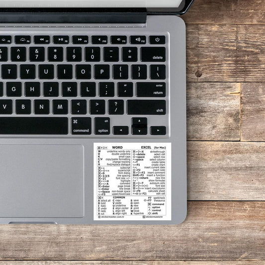 Sticker Master Word & Excel Kısayol Klavye Çıkartması – Şeffaf Vinil, Kalıntı Bırakmaz, Suya Dayanıklı, PC ve MacBook Uyumlu