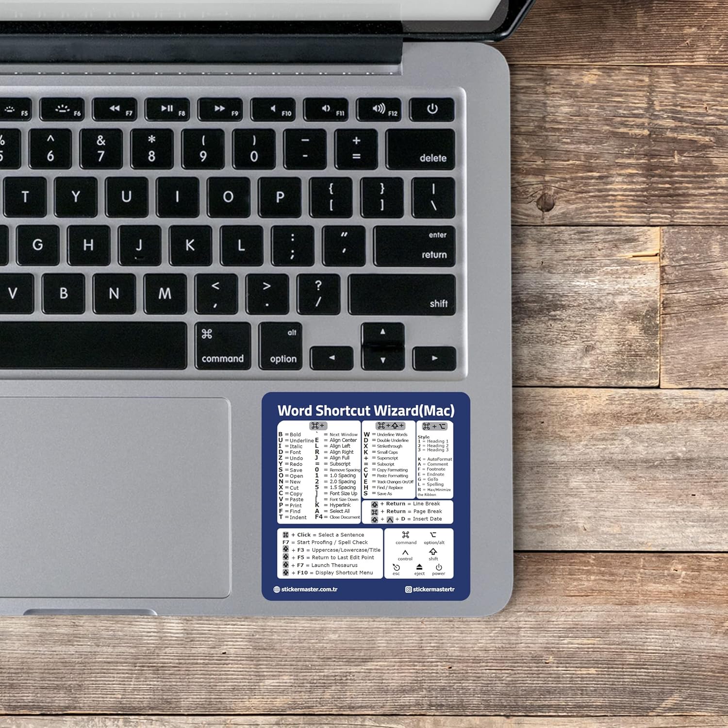 Sticker Master Microsoft Word İçin Referans Klavye Kısayolları Sticker - Macbook Klavye Kısayol Sticker