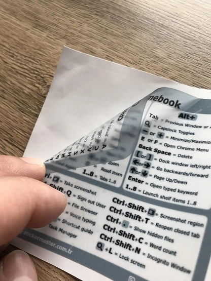 Chrome OS Referans Klavye Kısayol Etiketi Sticker Master