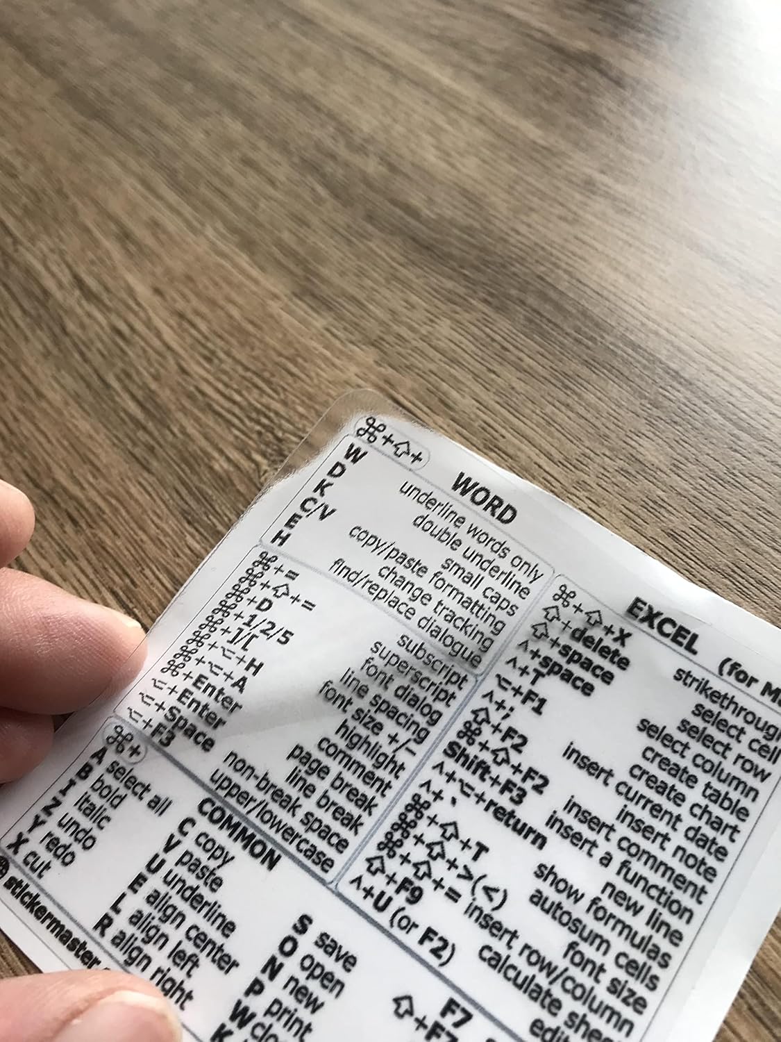 Sticker Master Word & Excel Kısayol Klavye Çıkartması – Şeffaf Vinil, Kalıntı Bırakmaz, Suya Dayanıklı, PC ve MacBook Uyumlu