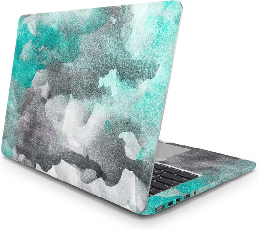 Sticker Master Abstract Watercolor Green Black Evrensel Sticker Dizüstü Bilgisayar Vinil Sticker Decal 12" 13" 13.3" 14" 15" 15.4" 15.6 inç Dizüstü Bilgisayar Çıkartma Koruyucu Macbook Asus Acer Hp Lenovo Huawei Dell İçin