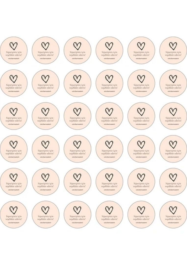 Sticker Master Şirketler Için Teşekkür Ederiz Kalp Sticker Etiket Paketleme Kutu Zarf 4 X 4 Cm 50Lı