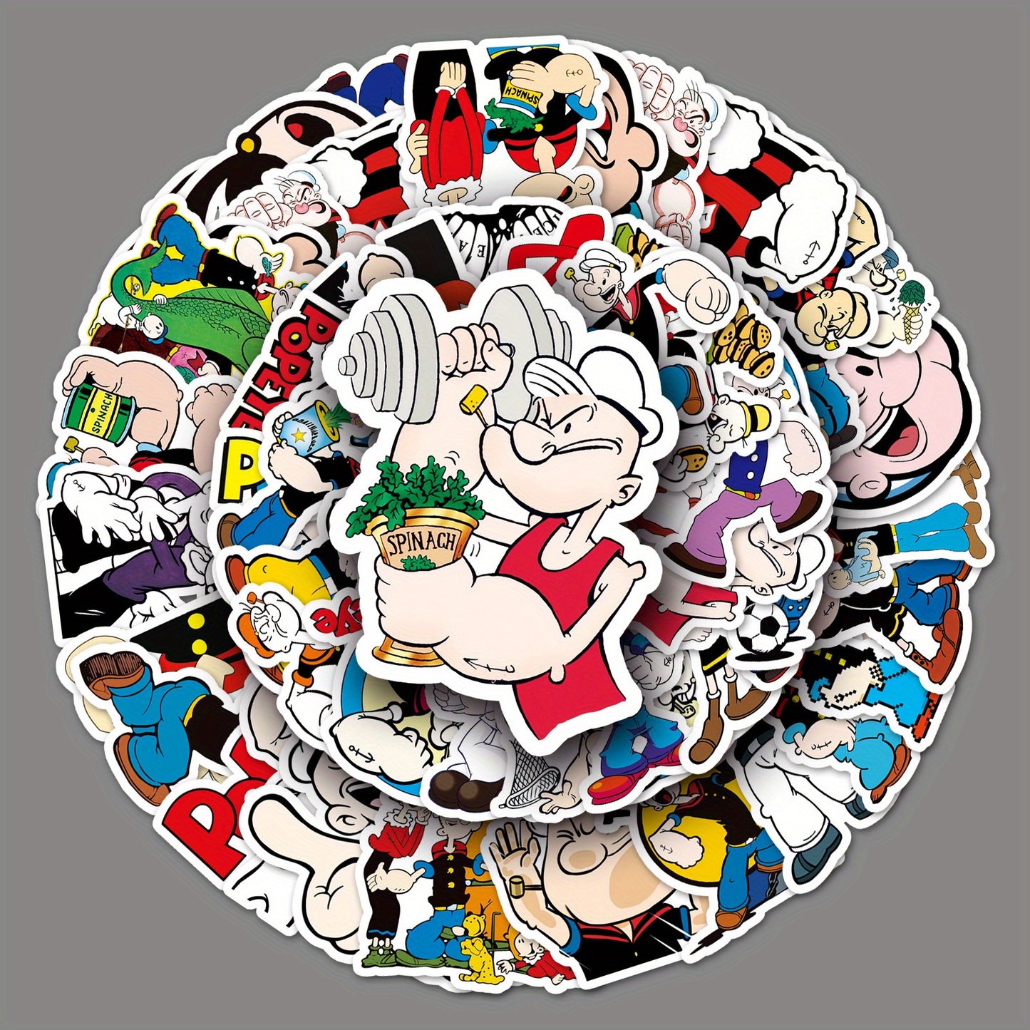 Sticker Master Temel Reis (Popeye) Nostaljik Sticker Seti (50 Adet) | Su Geçirmez Çizgi Film Çıkartmaları