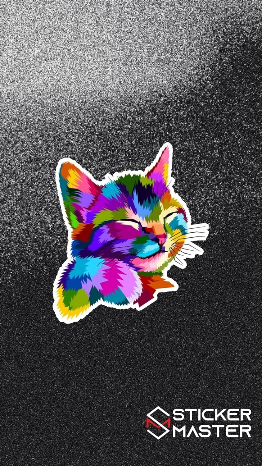  Rengarenk Kedi Motorsiklet,Kask,Laptop,Motor Ve Oto Araç Sticker 9 X 10 Cm Sticker Master