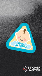 Sticker Master Baby On Board Boy Arabada Bebek Var Erkek Mavi Motorsiklet,Kask,Laptop,Motor Ve Oto Araç Sticker 12 Cm