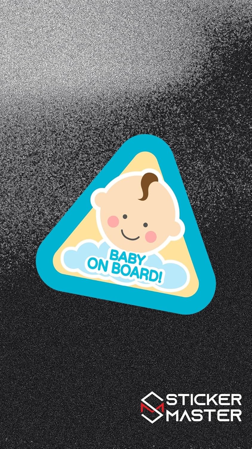 Sticker Master Baby On Board Boy Arabada Bebek Var Erkek Mavi Motorsiklet,Kask,Laptop,Motor Ve Oto Araç Sticker 12 Cm