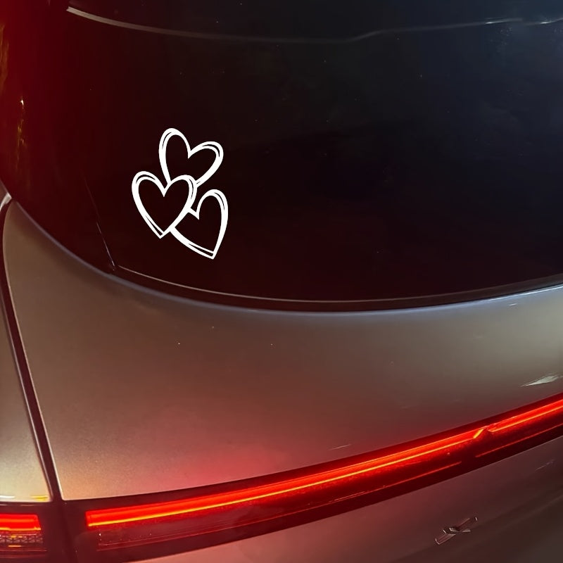 Üç Kalp Araba Cam Stickerı 11x15 cm | Sticker Master