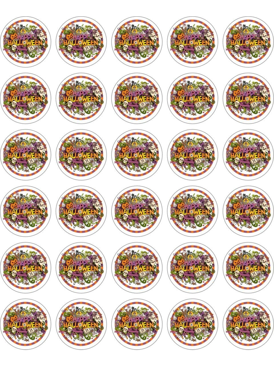 Sticker Master Happy Halloween Yılbaşı Sticker 40 Adet 5 Cm Etiket Yapışkanlı