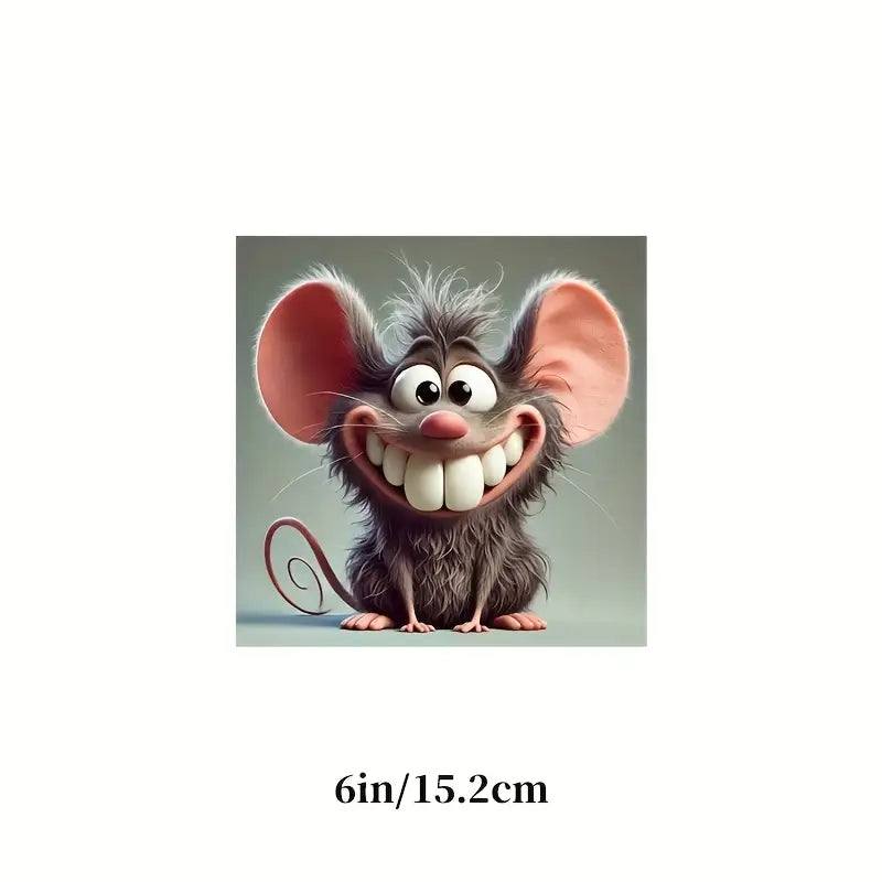 Sticker Master Karikatür Fare Sticker - 6 inç - 15 Cm | Laptop, Araç, Cam, Kupa ve Yüzeyler İçin