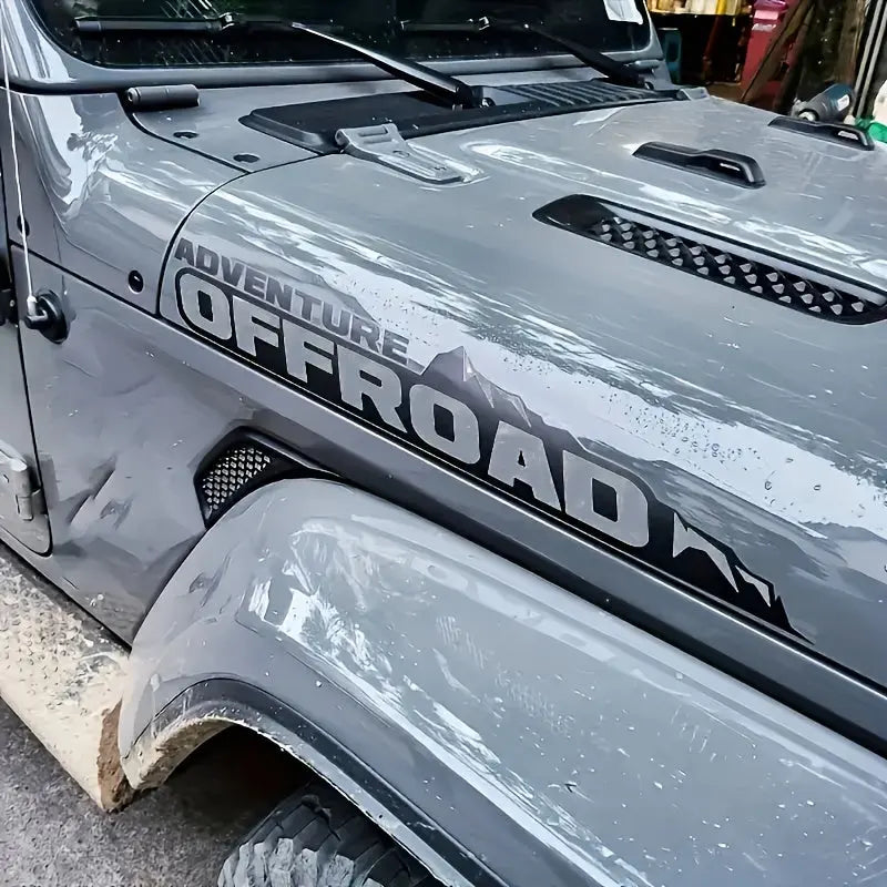 Sticker Master Adventure Off-Road Kaput Sticker Seti - 2’li Vinyl Araç Etiketi (SUV, Pickup, Off-Road Uyumlu) - Sticker Master