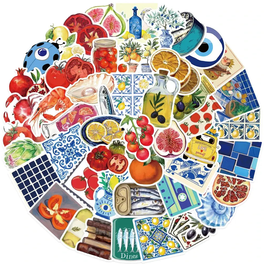50’li Akdeniz Ürünleri Sticker Seti | Sticker Master - Sticker Master