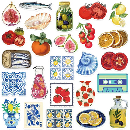 50’li Akdeniz Ürünleri Sticker Seti | Sticker Master - Sticker Master