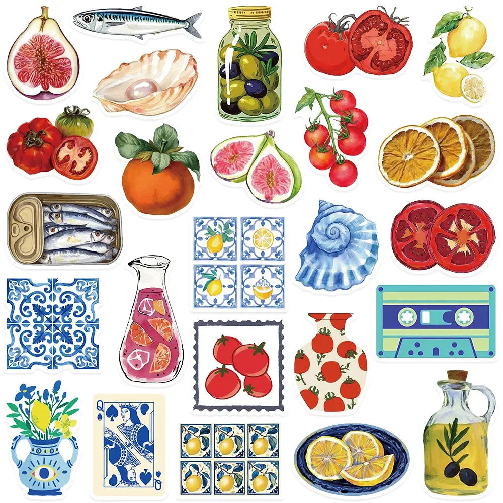 50’li Akdeniz Ürünleri Sticker Seti | Sticker Master - Sticker Master