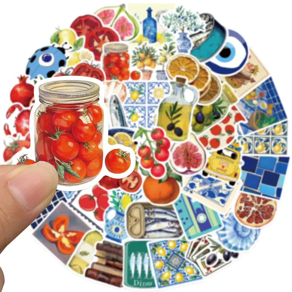 50’li Akdeniz Ürünleri Sticker Seti | Sticker Master - Sticker Master