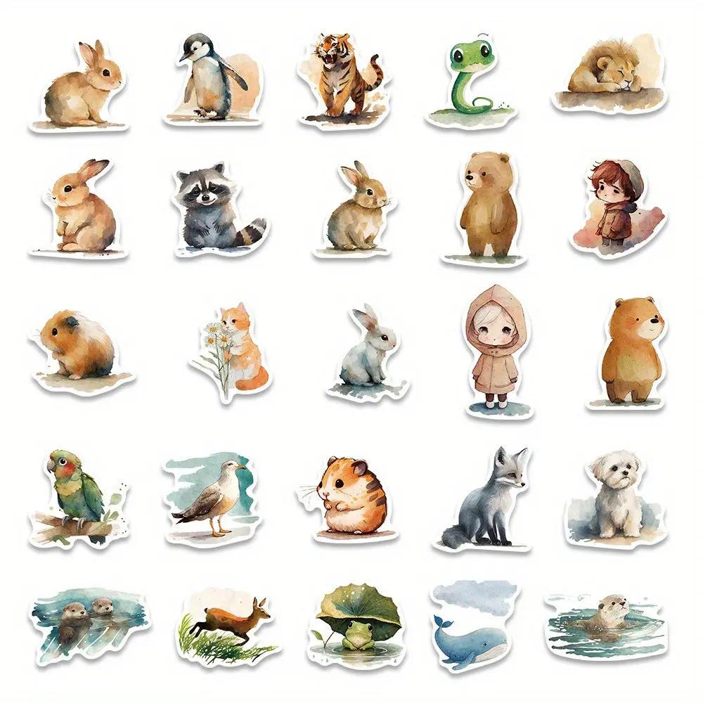 Akvarel Sevimli Hayvan Sticker Seti 50’li | Sticker Master - Sticker Master