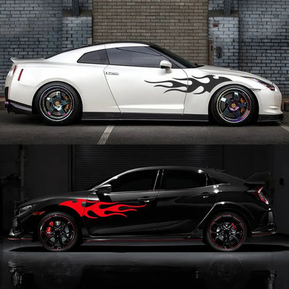 Sticker Master Evrensel 2 Adet Havalı Araba Çıkartması Alev Araba Gövde Çıkartması Su Geçirmez Kendinden Yapışkanlı Alev Çizgili Kapı Vinil Çıkartması Oto Dekorasyon Aksesuarları Sticker Master