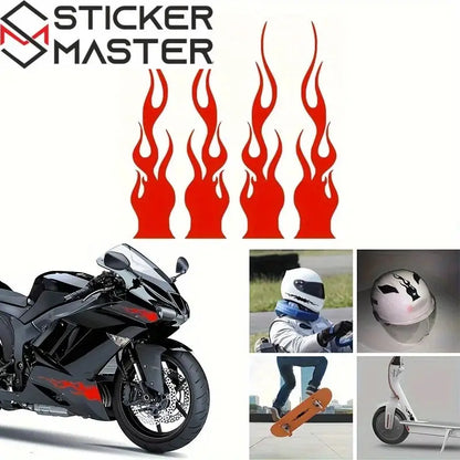 Alev Sticker | Hot Rod Alev Desenli Kask ve Ayna Decal Seti (15 cm) - Sticker Master