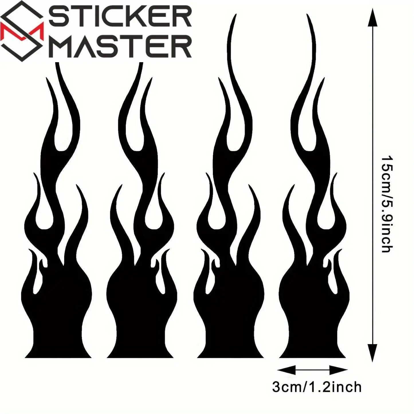 Alev Sticker | Hot Rod Alev Desenli Kask ve Ayna Decal Seti (15 cm) - Sticker Master