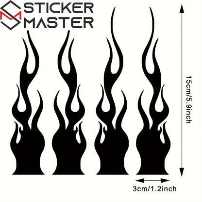 Alev Sticker | Hot Rod Alev Desenli Kask ve Ayna Decal Seti (15 cm) - Sticker Master