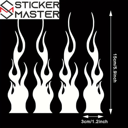 Alev Sticker | Hot Rod Alev Desenli Kask ve Ayna Decal Seti (15 cm) - Sticker Master