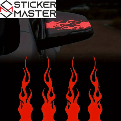 Alev Sticker | Hot Rod Alev Desenli Kask ve Ayna Decal Seti (15 cm) - Sticker Master