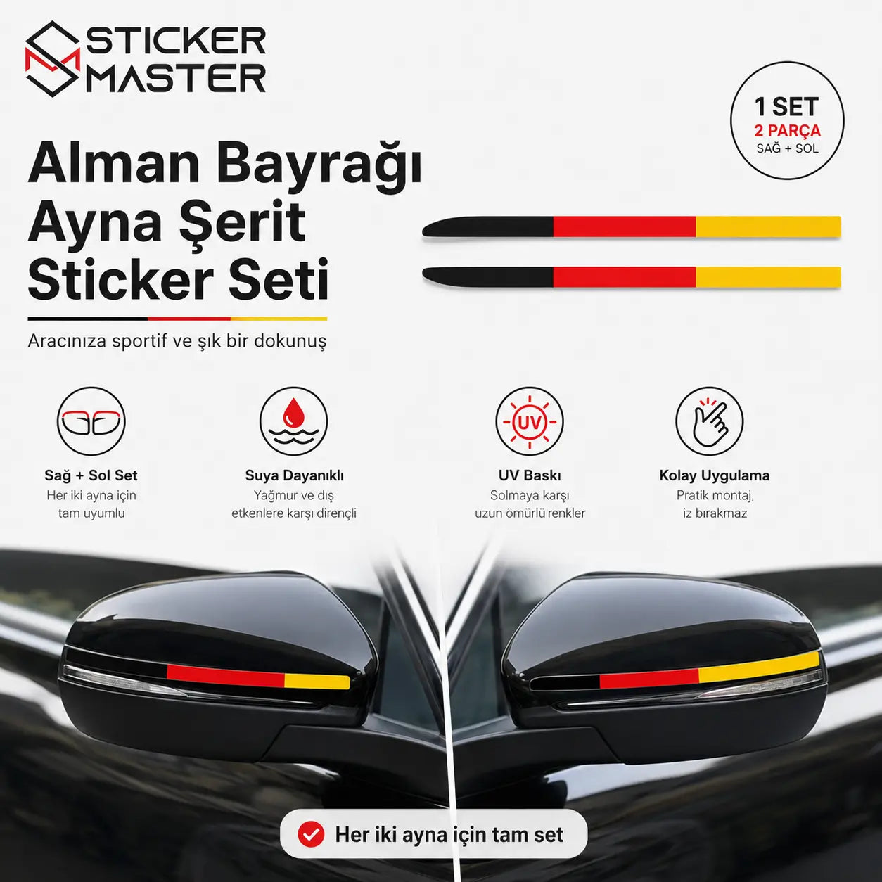 Alman Bayragi Sticker Ayna Serit Seti | Sticker Master gorsel set