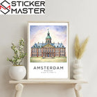 Amsterdam Çerçeveli Poster Tablo Suluboya Şehir Manzarası | Sticker Master