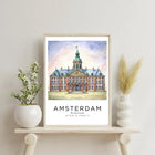 Amsterdam Suluboya Poster Çerçeveli Şehir Tablosu | Sticker Master