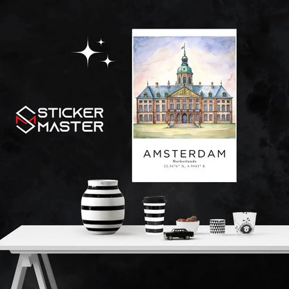Sticker Master Amsterdam Çerçeveli Poster Tablo | Şehrin Büyüleyici Manzarasıyla Dekoratif Dokunuş