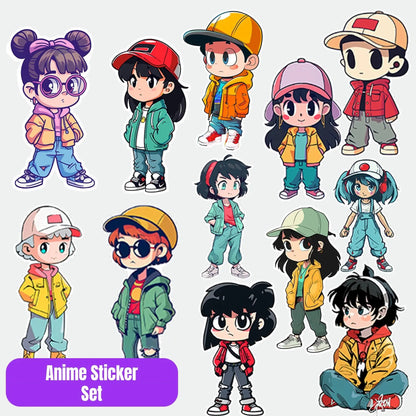 Sticker Master Anime Sticker Seti – El Yapımı Çizgi Karakter Etiketleri, Kawaii Çocuk Çıkartmaları, 