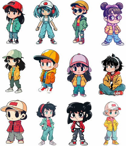 Sticker Master Anime Sticker Seti – El Yapımı Çizgi Karakter Etiketleri, Kawaii Çocuk Çıkartmaları, 