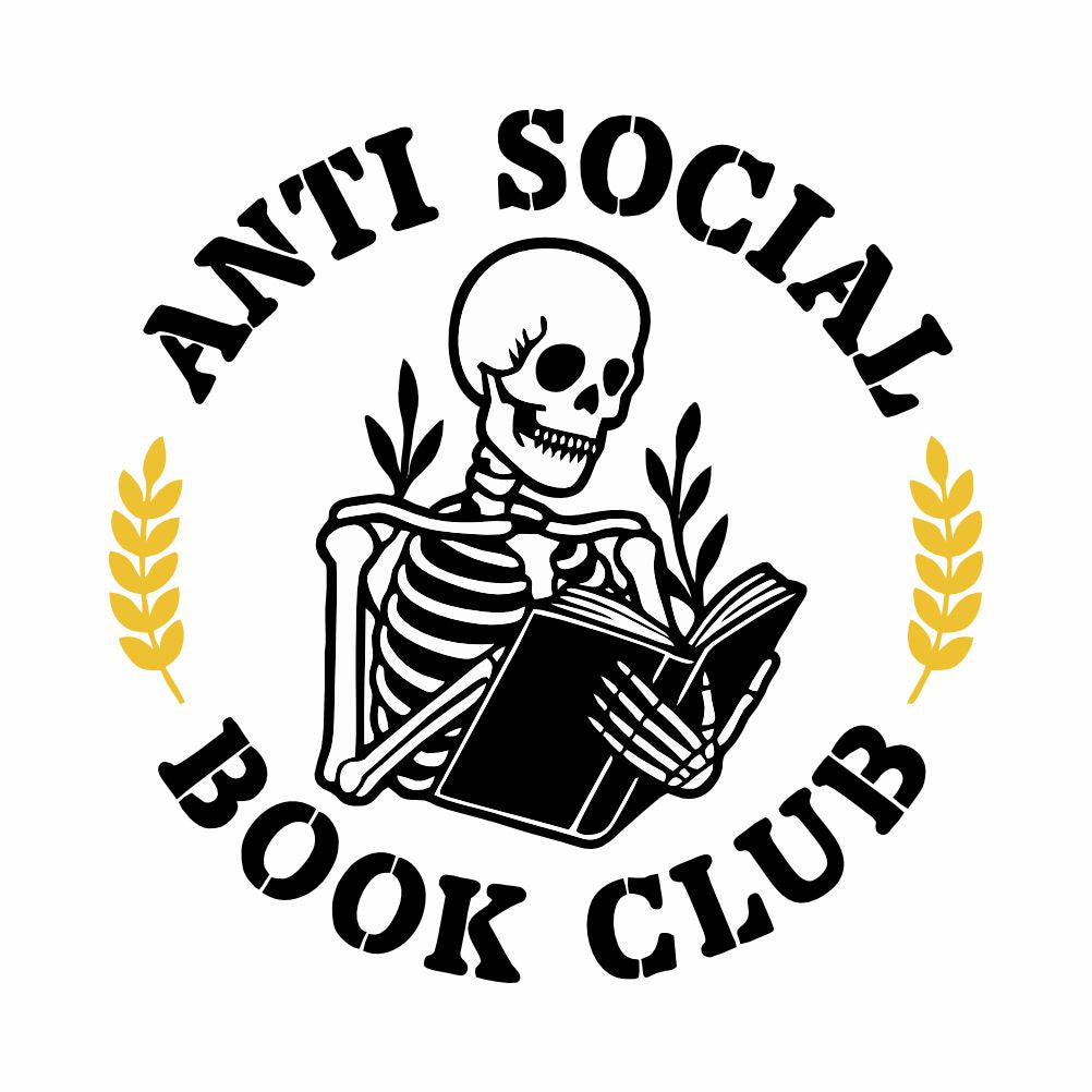 Sticker Master Anti-Social Book Club Skeleton Stickers – 3-Pack of 3-Inch Waterproof Vinyl Decals for Laptop, Water Bottle, Hard Hat, Tool Box & More – Gift for Book Lovers