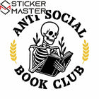 Anti Social Book Club Sticker | İskelet Kitap Okuma Çıkartması (3 Adet) | Sticker Master