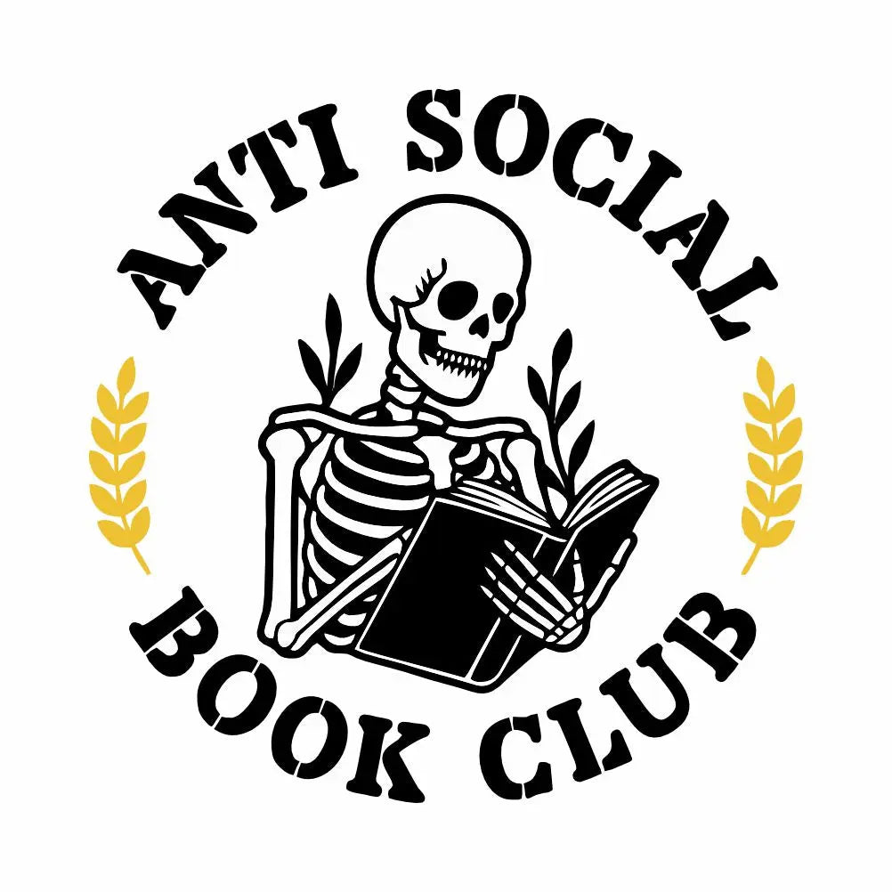 Sticker Master Anti-Social Book Club Skeleton Stickers – 3-Pack of 3-Inch Waterproof Vinyl Decals for Laptop, Water Bottle, Hard Hat, Tool Box & More – Gift for Book Lovers - Sticker Master