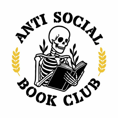 Sticker Master Anti-Social Book Club Skeleton Stickers – 3-Pack of 3-Inch Waterproof Vinyl Decals for Laptop, Water Bottle, Hard Hat, Tool Box & More – Gift for Book Lovers - Sticker Master
