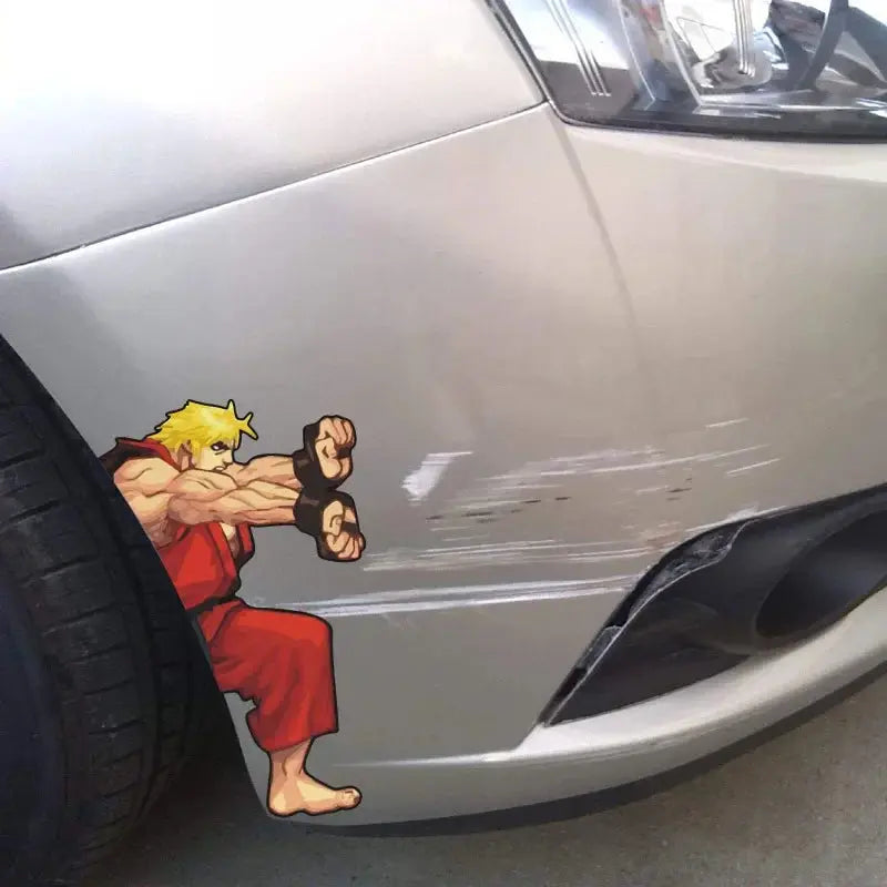 Araba Çizik Kapatıcı Sticker | Street Fighter Ryu & Ken Hadouken (Bumper Decal) Sticker Master