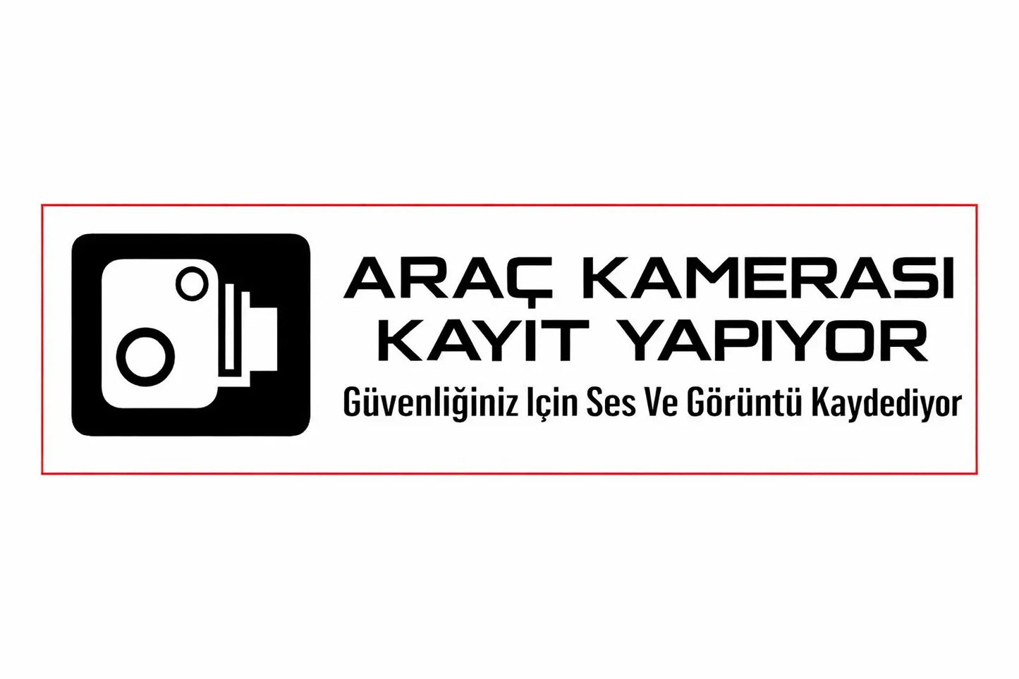 Araç Kamera Kayıt Sticker | Şeffaf Cam İçin Ses ve Görüntü Kaydı Uyarı Etiketi - 2 Adet - Sticker Master