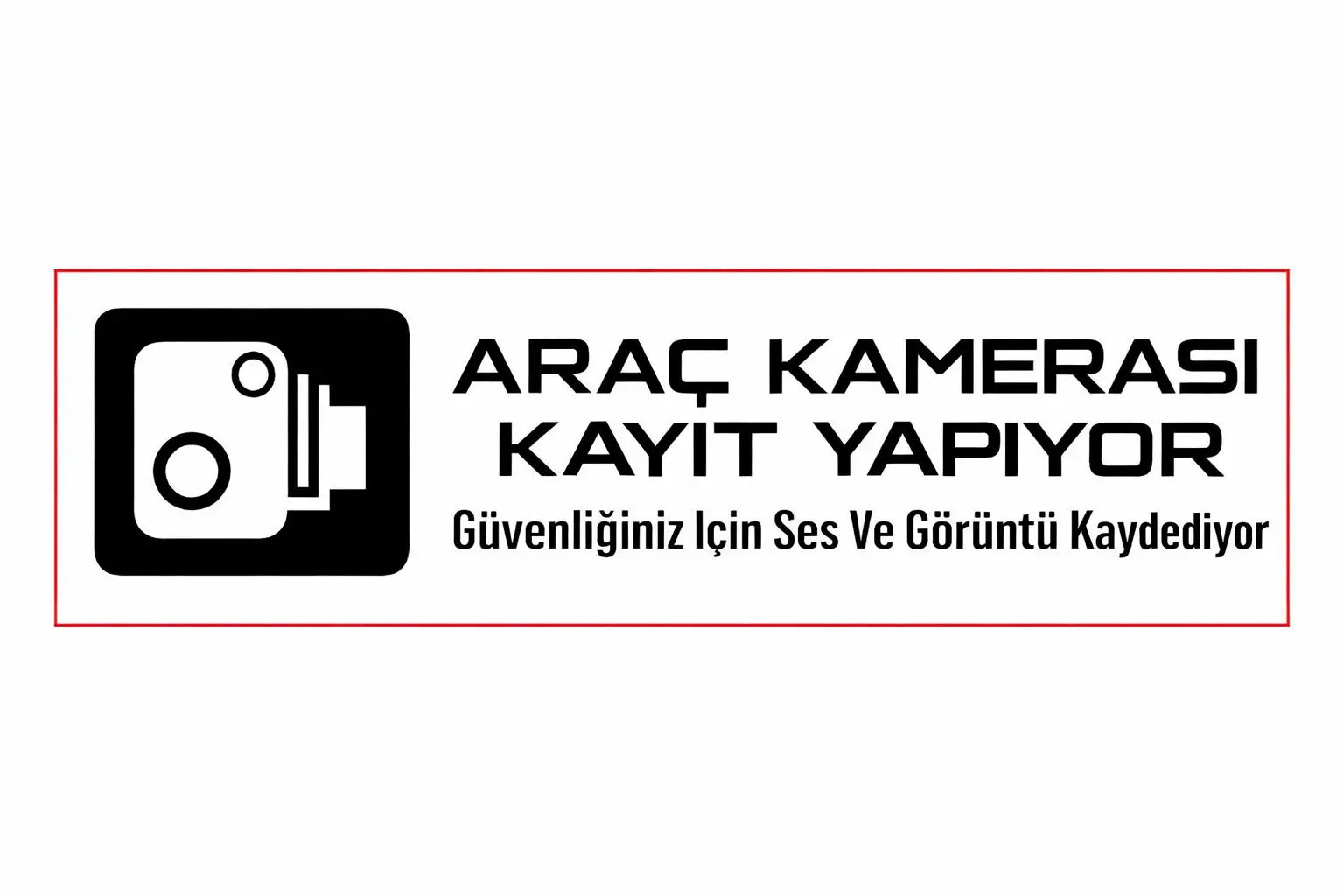 Araç Kamera Kayıt Sticker | Şeffaf Cam İçin Ses ve Görüntü Kaydı Uyarı Etiketi - 2 Adet - Sticker Master