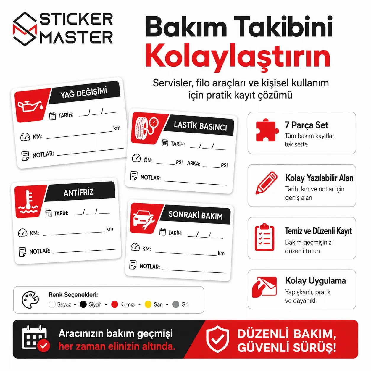 Arac Bakim Kayit Sticker Seti
