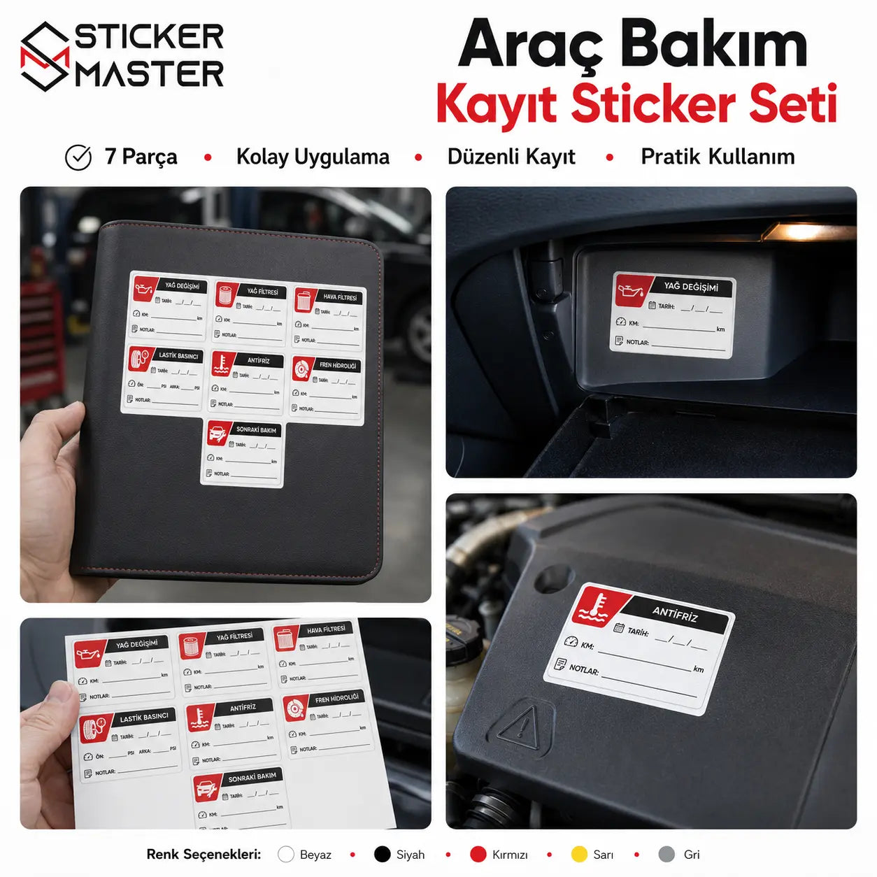 Arac Bakim Kayit Sticker Seti detay