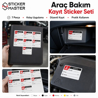 Arac Bakim Kayit Sticker Seti detay